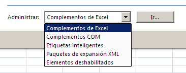 administrar complementos en Excel