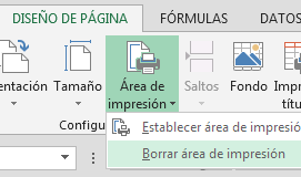 borrar área de impresión en Excel